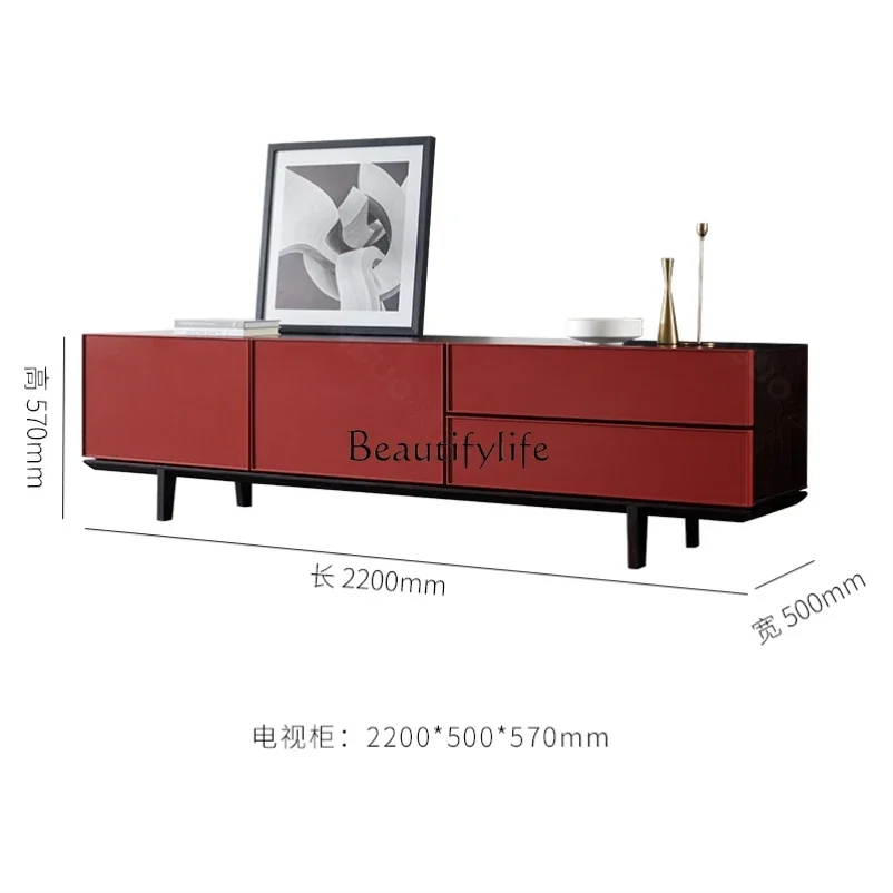 

yj32 Italian light luxury TV cabinet living room minimalist furniture red bedroom TV cabinet