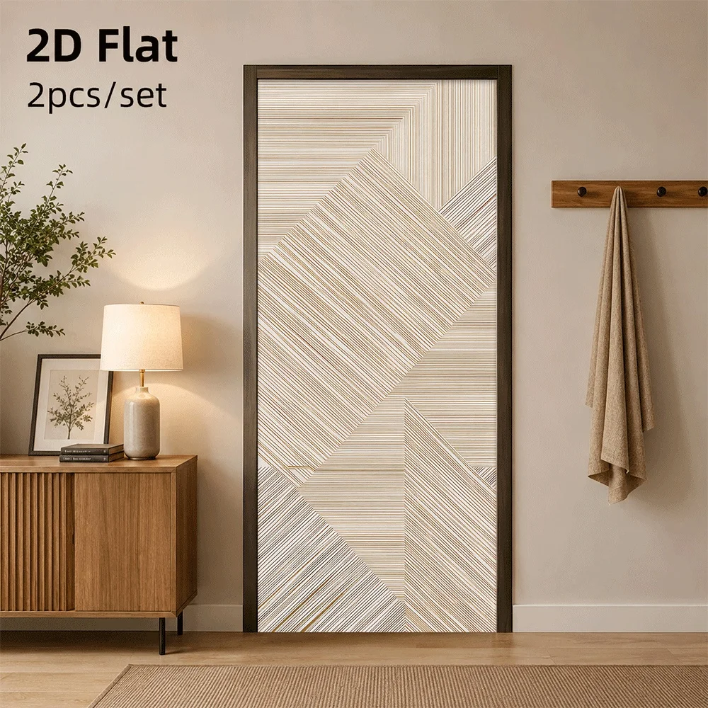 1 piece of modern minimalist geometric line door sticker self-adhesive decorative renovation sticker 2D flat