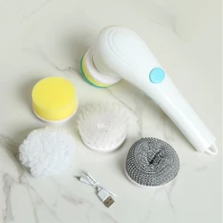 Wireless Clean Brush Multifunctional Electric Brush Cleaner 360 Degree Rotation 5 Replaceable Brush Heads Kitchen Tools