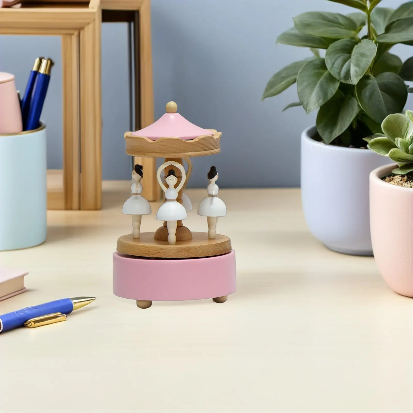 手作り木製バレリーナオルゴール-回転式ゼンマイ仕掛け-バレエダンスメロディー装飾品-女性への記念品-記念日ギフト