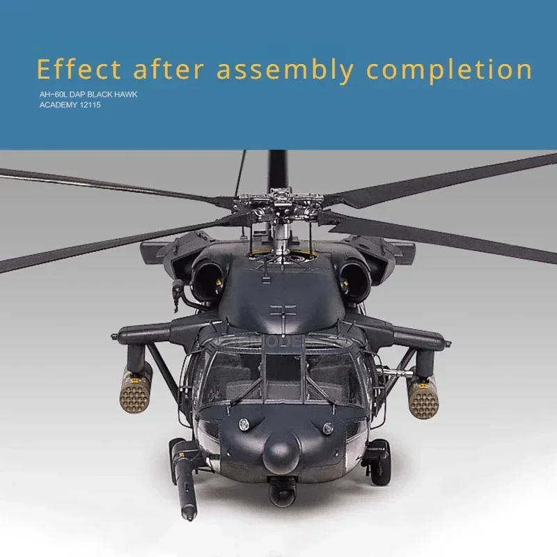 Modello di assemblaggio 1/35 Academy 12115 AH-60L DAP Elicottero da attacco Black Hawk - Kit modello di aereo