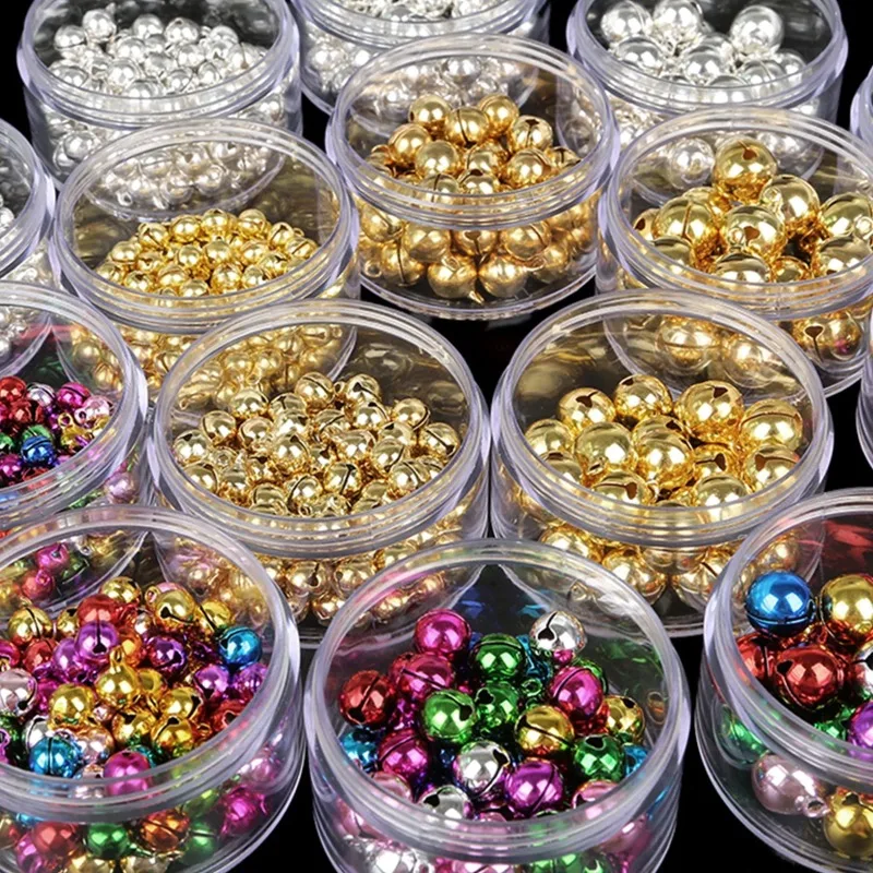 50-300PCS 6/10/14mm Baking Paint Colorful Christmas Flat Bells Metal Little Bells Xmas Decoration Party DIY Bracelet Necklace