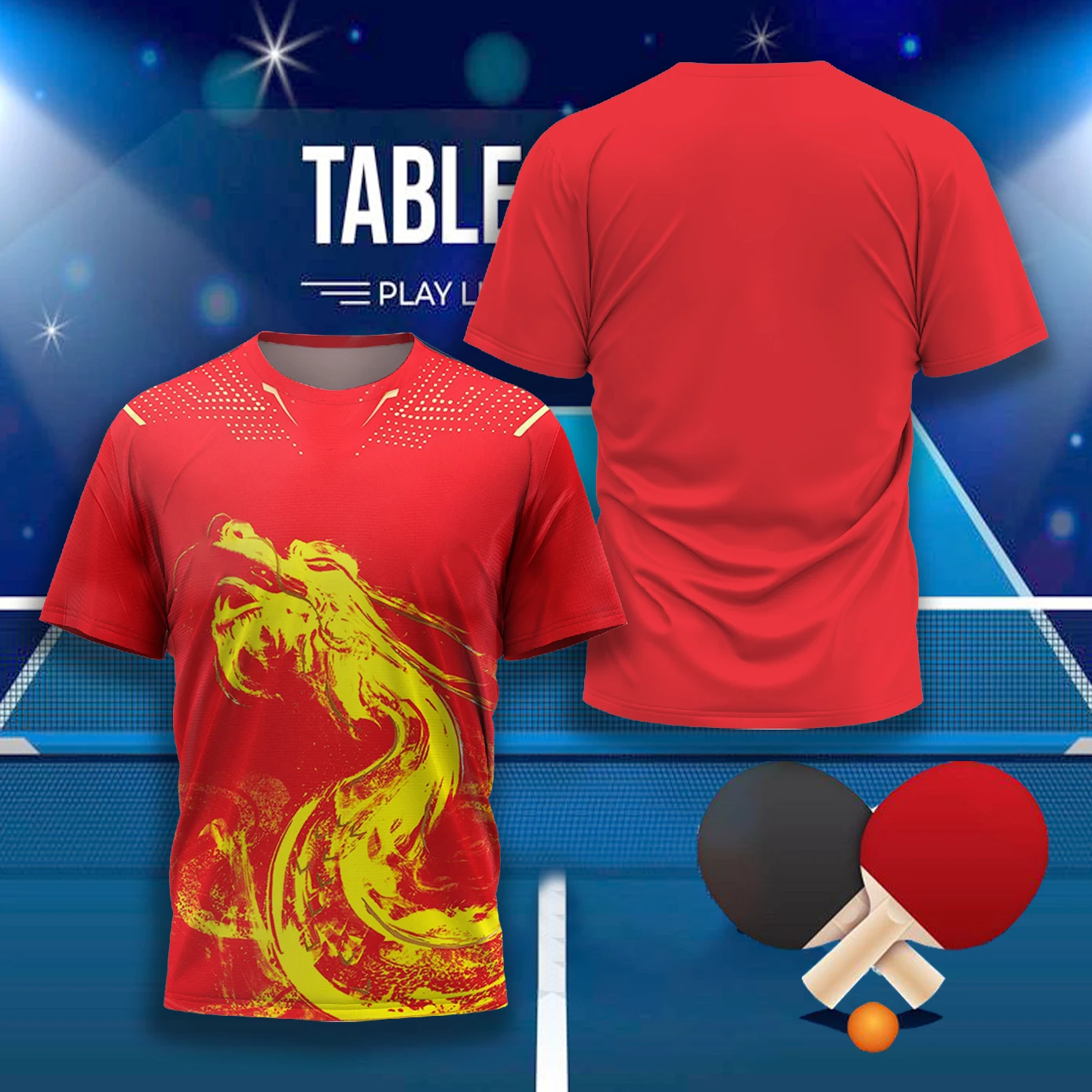 Table Tennis Jersey Printed Pattern official-website Men\'s T Shirt Round Neck Loos Tops Breathable Comfortable Summer men\'s wear