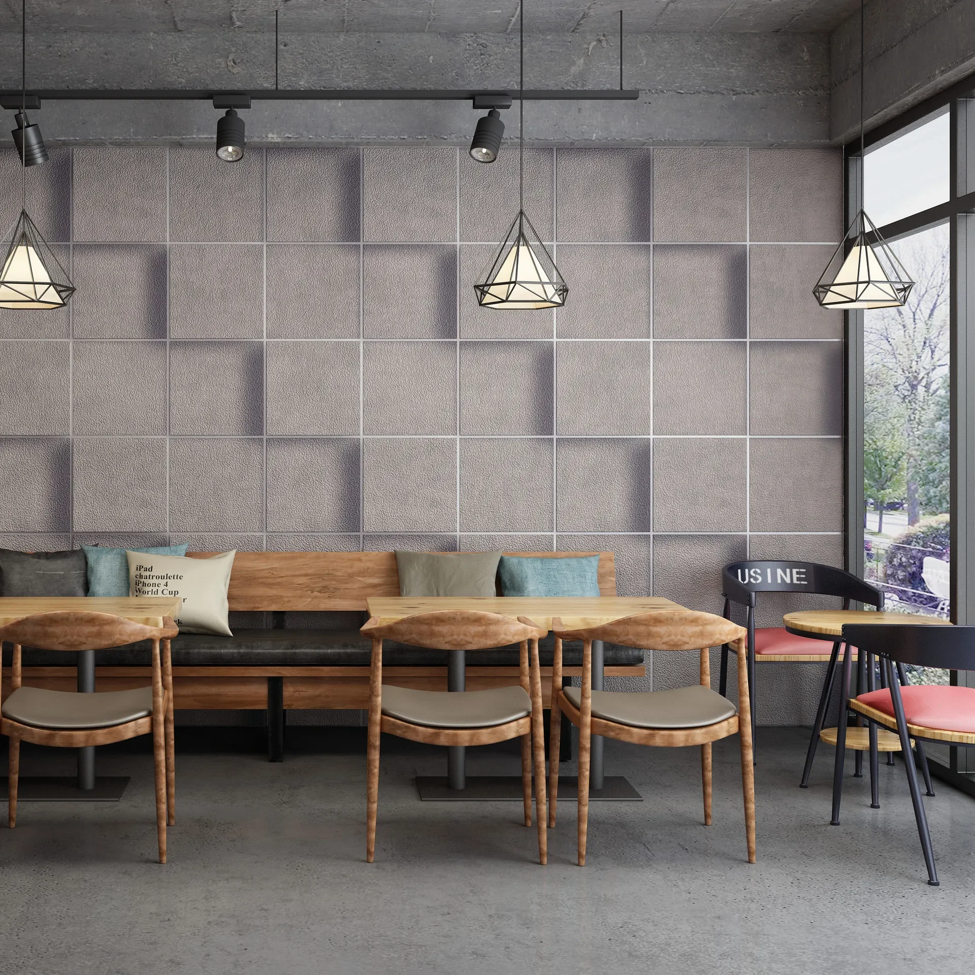 Retro nostalgic industrial style gray wallpaper 3D solid thickened suede TV background wallpaper