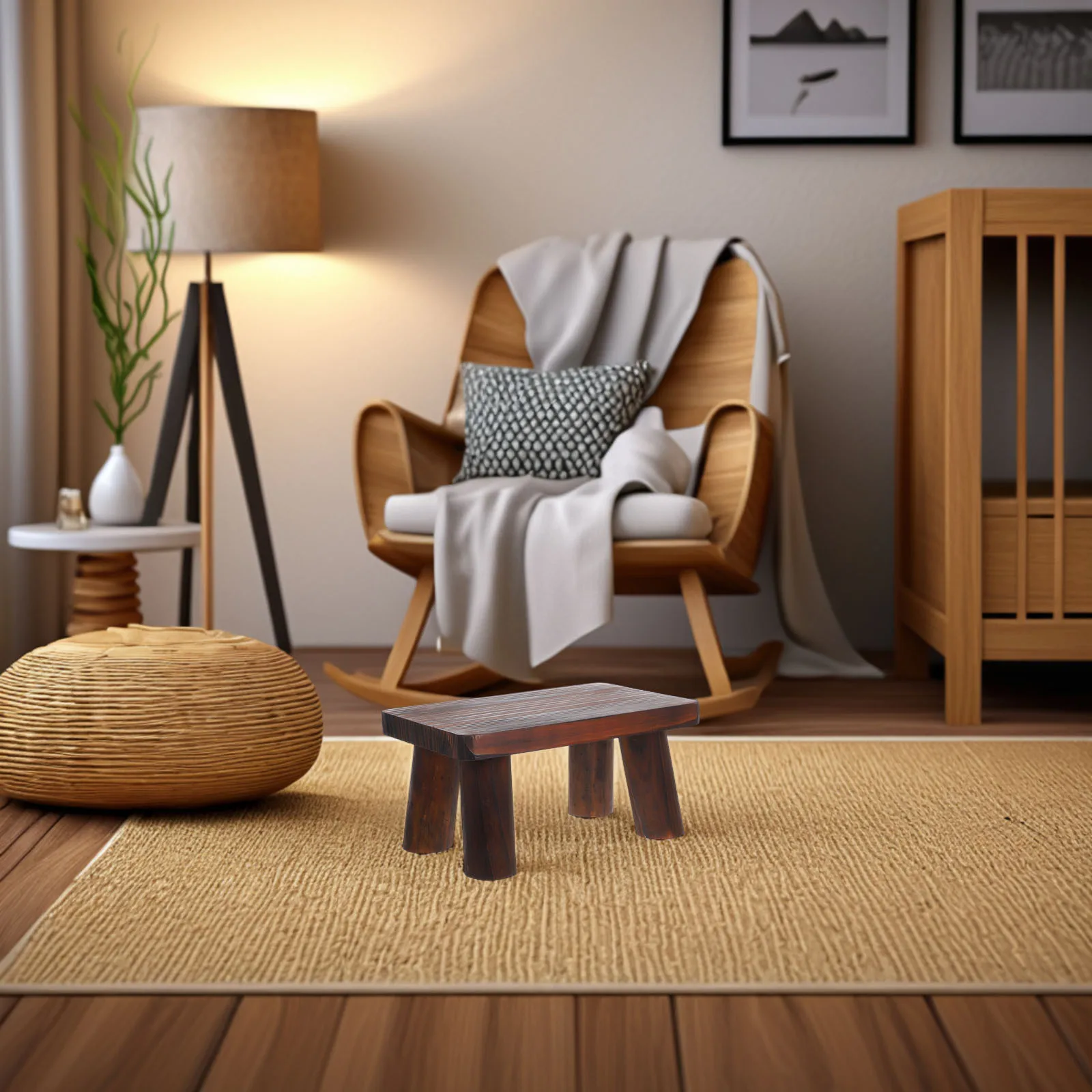 Escabeau Mobile en bois pour personnes âgées, repose-pieds de chevet, petit support pour plantes rustiques, salle de bains, cuisine, chambre à coucher, décor Portable