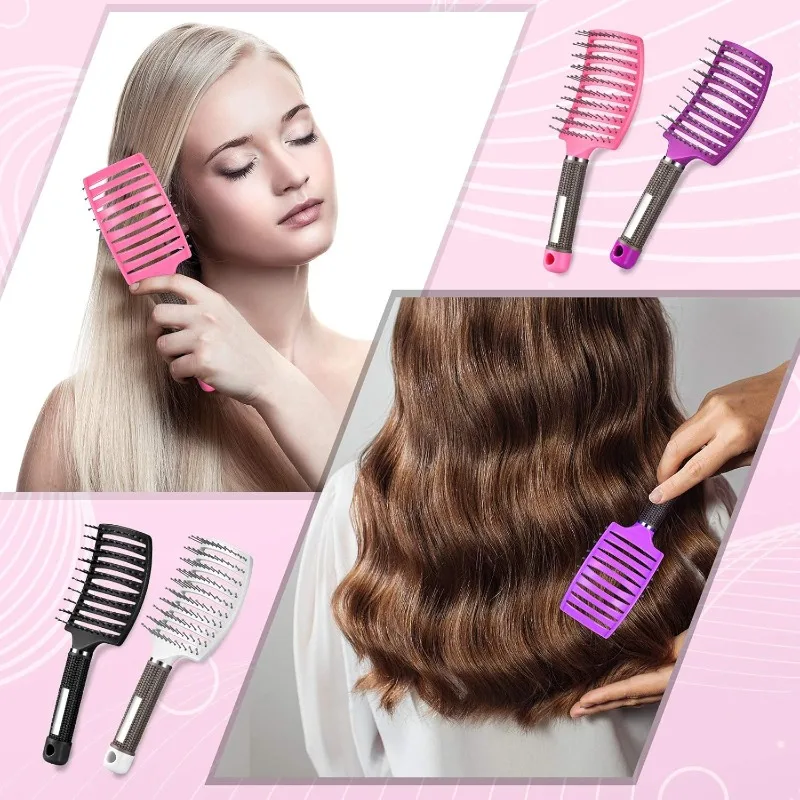 Hair Brush Hair Comb Detangling Hair Brush Nylon Women & MenWet Massage Comb Curly Hairdressing Salon Styling Tools view 3