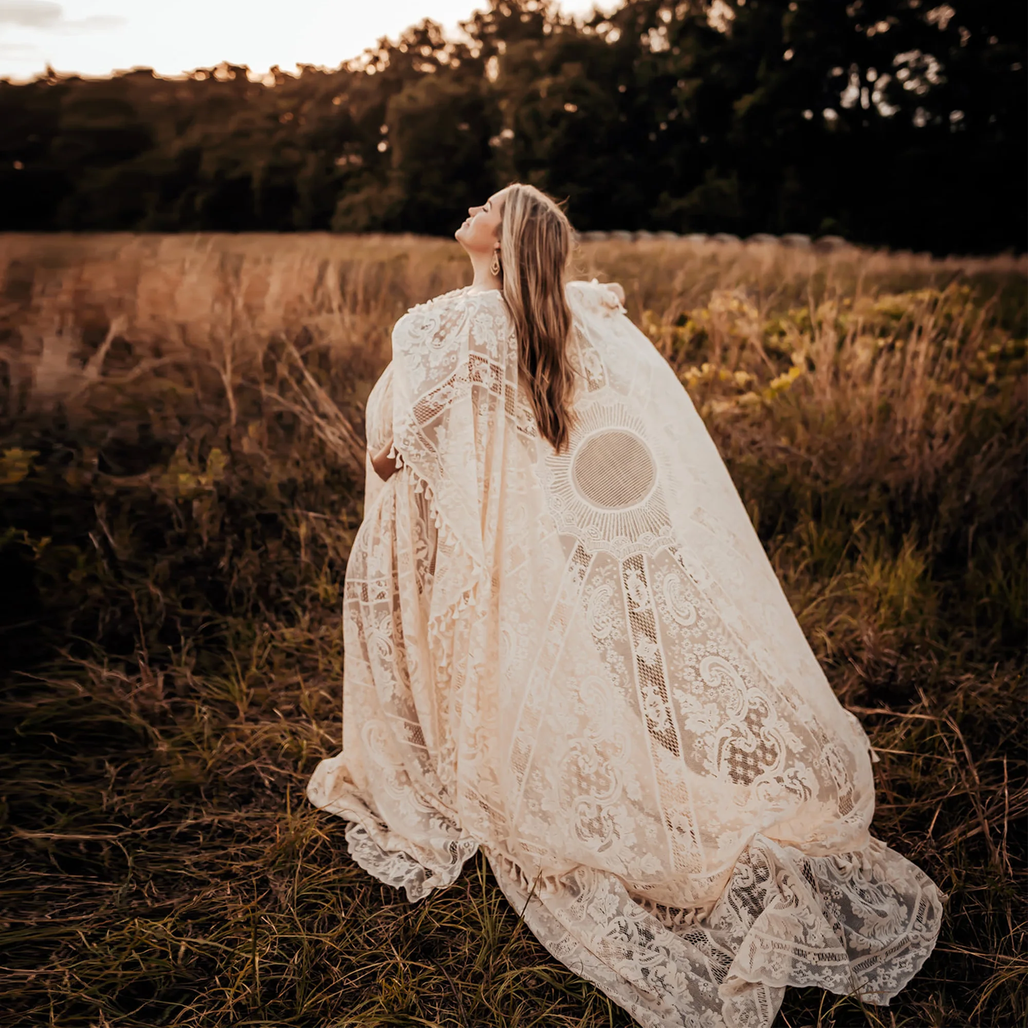 Don & Judy Zwangerschapsjurk Boho Fotoshoot Maxi Lange Mouw Huwelijksfeest Avond Ivoren Jurk Voor Bruid Zwangere Vrouwen Fotografie