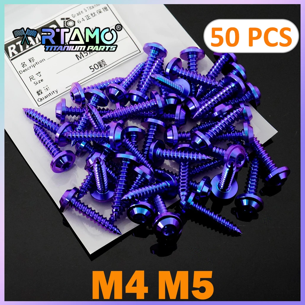 RTAMO Titanium Bolts Slef-tapping Screw M4x15 M5x15/25 Whole Sale 50pcs for Bicycle Motorbike Modification