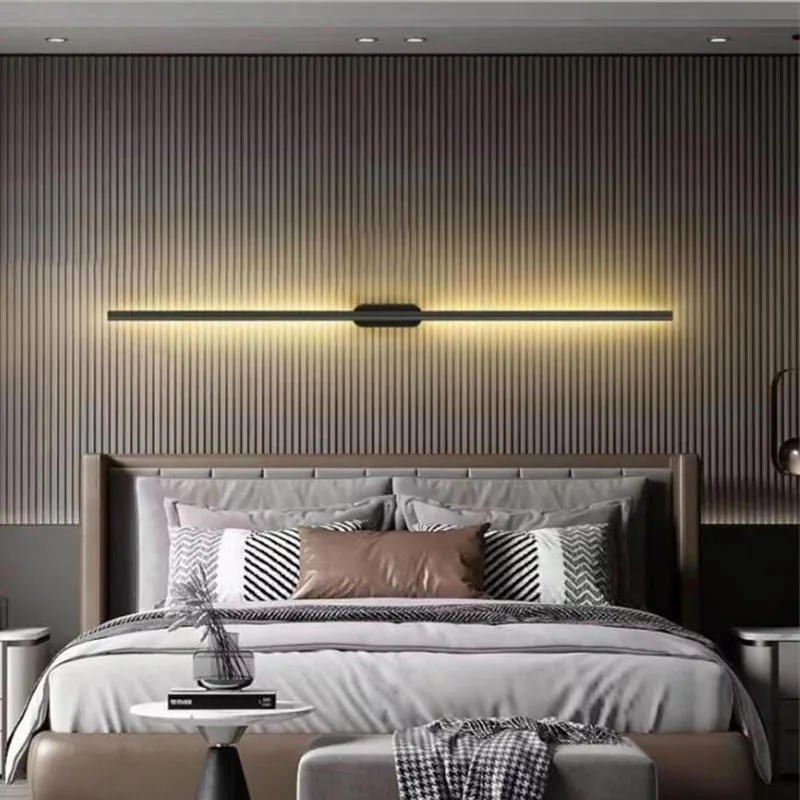 Luces LED de pared modernas y sencillas, tira larga para sala de estar, estudio, dormitorio, mesita de noche, pasillo, salón, iluminación interior