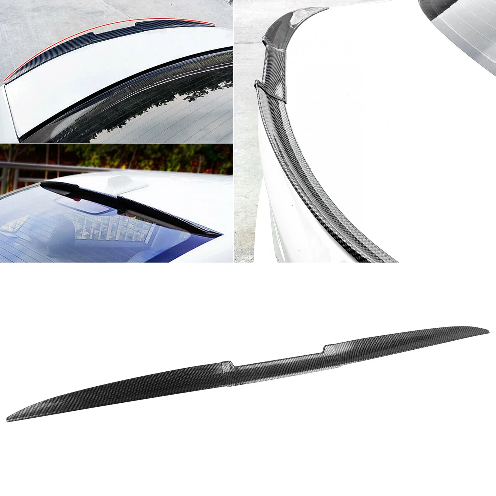

Adjustable Rear Trunk Lip Spoiler Wing Splitter Roof Tail Cover Trim Universal Auto Decor Styling DIY Refit Carbon Fiber Style