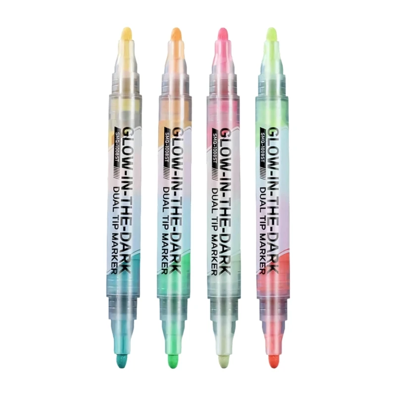 Double Tip Glowing Marker Set 4 Piece for Journal Writing and Color Work