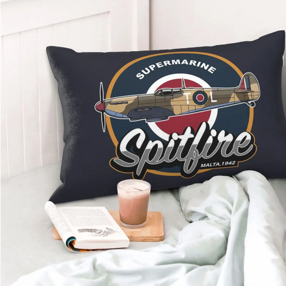 RAF Supermarine Spitfire Fighter Aircraft Plane Airplane Rectangle Pillowcase Cushion Cover Decorative Bedroom Bed Throw Pillow