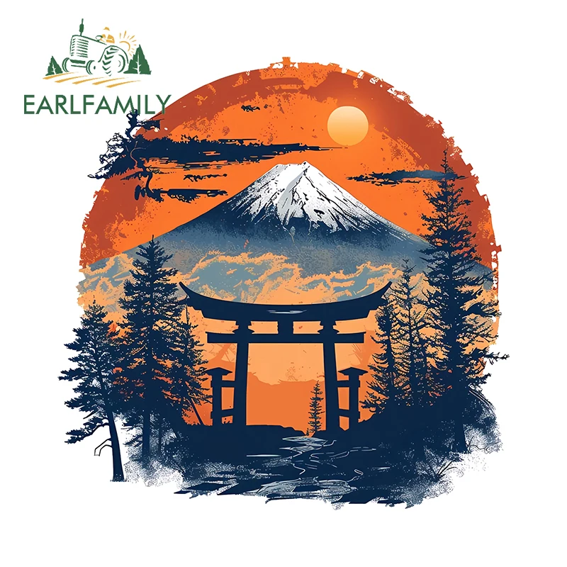 

EARLFAMILY Beautiful Sunset Scenery Decals Cool Artistic Motorcycle RV VAN Decor Creative Camper Scratch-proof Car Goods