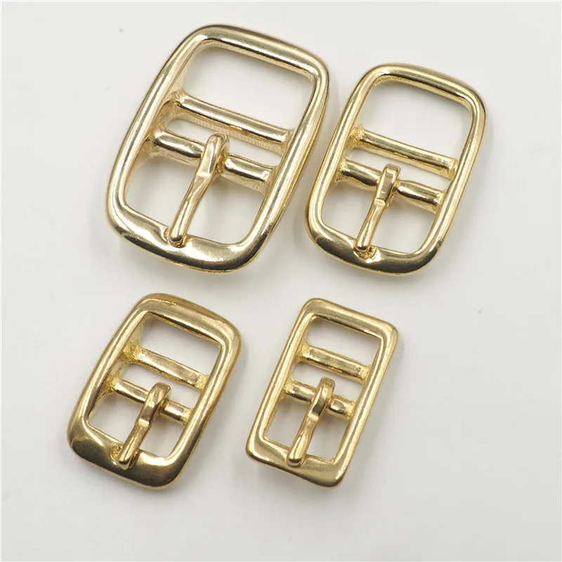 1PC Solid Brass Belt Buckle Square Center Bar Adjuster Pin Buckle Leather Craft Strap Belt Bag Parts 13.5mm Inner Width