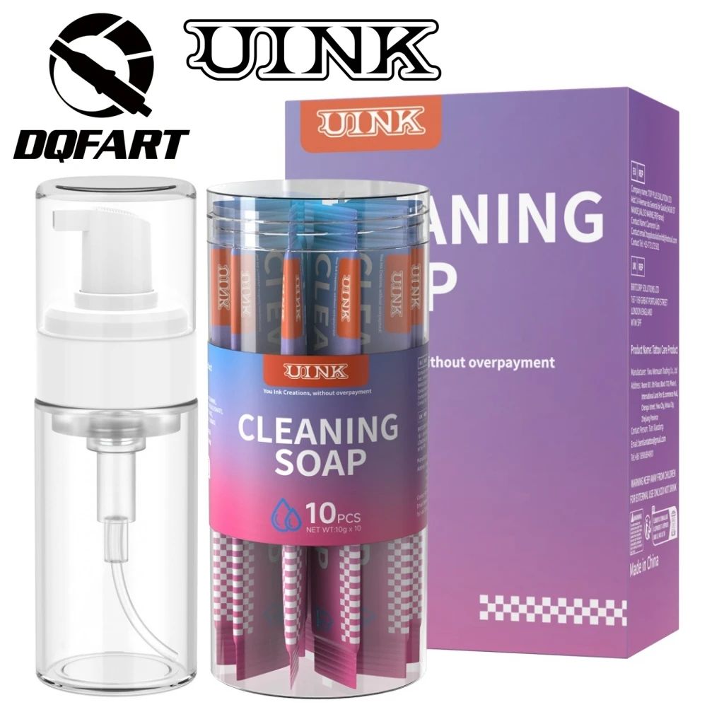 DQFART UINK New In Cleaning Soap One Box 10Pcs Mousse Bottle Pocket Portable Blue Soap Professional Tattoo Artists Supplies
