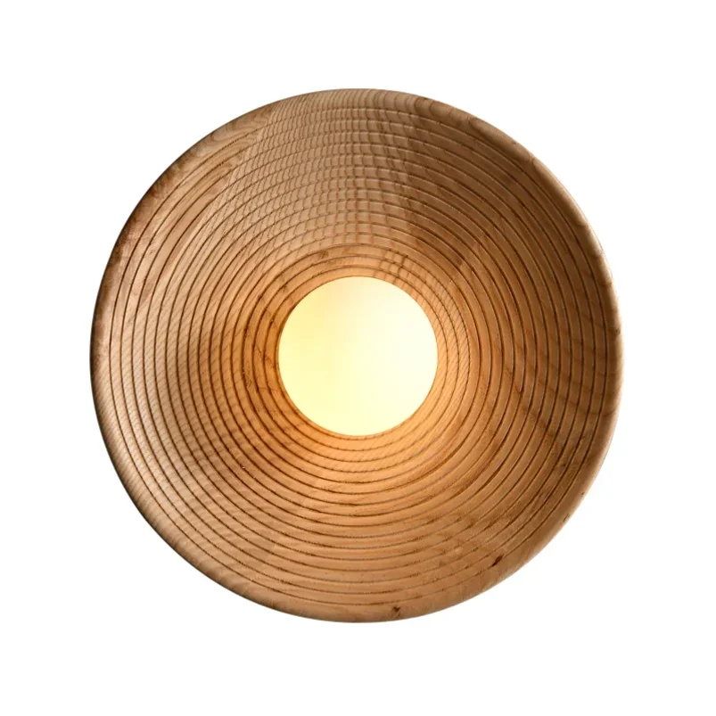 

Japanese Wabi-sabi Wall Light Vintage Circular Wood Fixture Kitchen Corridor Bedroom Bedside Lamp LED G9 Home Decoration Sconces