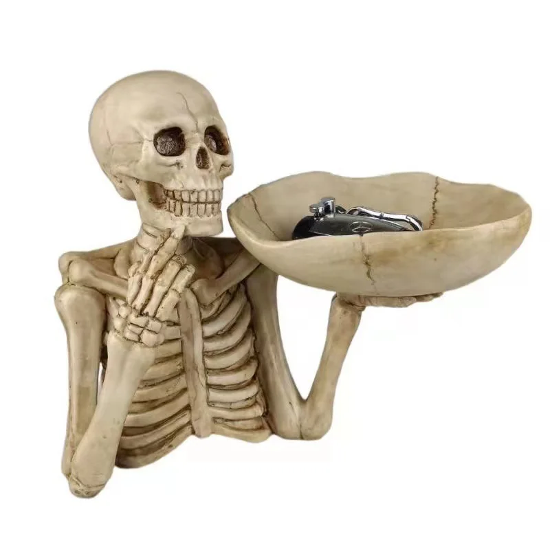 Gothic Halloween Skeleton Hand Skull Tray Personality Creative Desktop Candy Key Storage Ornament