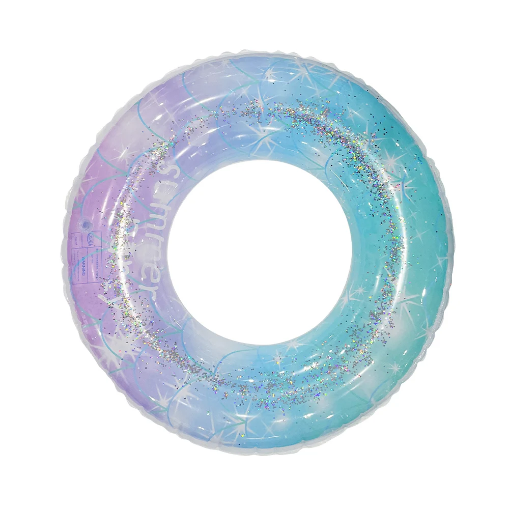 1pc Thickened PVC Inflatable Swimming Circle Sequin Starry Sky Swim Ring