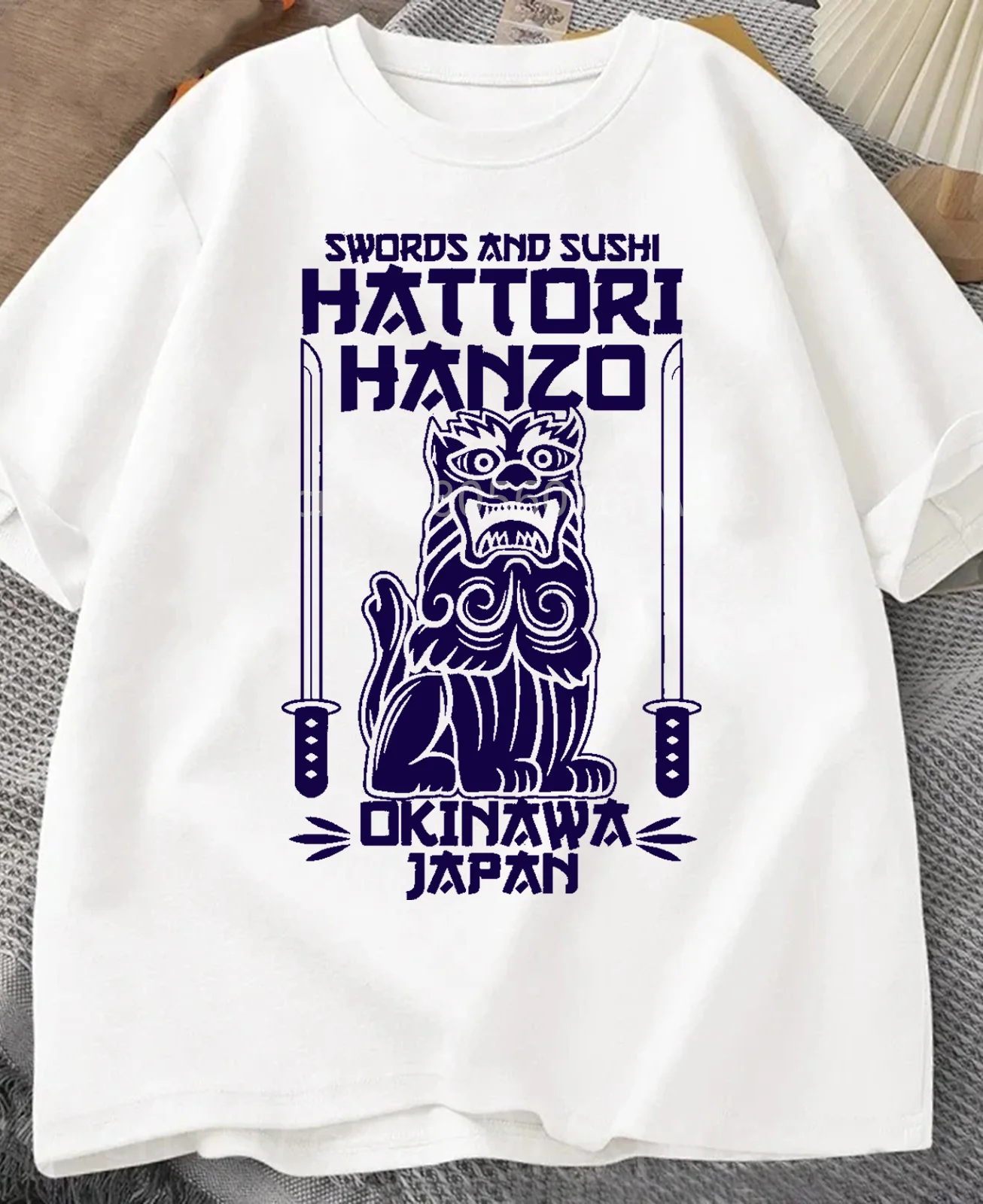 Hattori Hanzo rote Schwerter und Sushi töten Rechnung Okinawa Japan Tarantino T-Shirt Rundhals ausschnitt kurze Ärmel lose Mode Streetwear – Detail 11