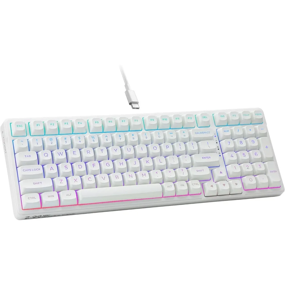 Mechanical Keyboard Wired, Hot Swappable, Linear Switches, Gasket Structure, Sound Dampening, RGB Backlit, Custom 99-Key Gaming