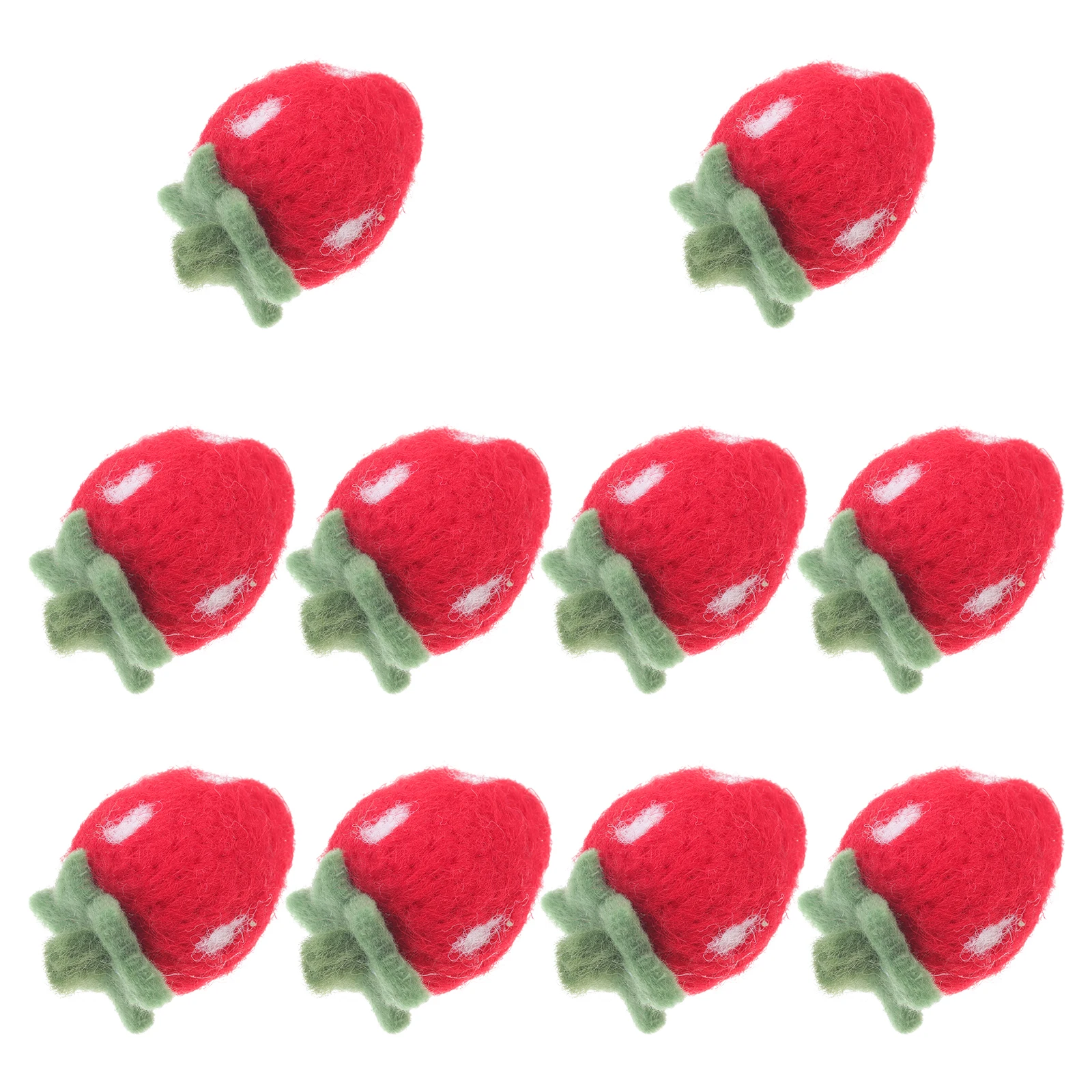 

10 Pcs Wool Felt Products Strawberry Craft Decorations Mini Fake Strawberries Needle Hairpin