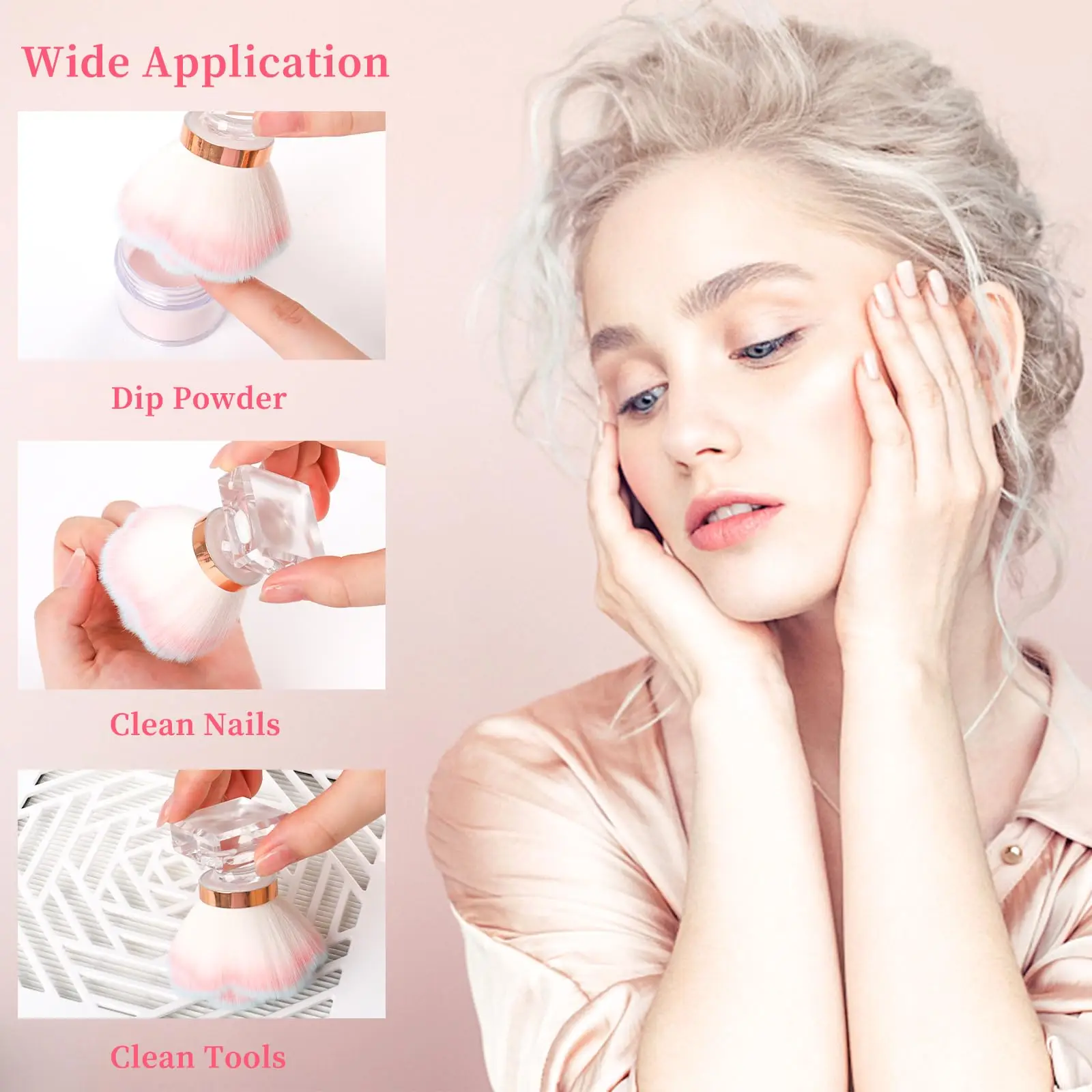 Nail Art Rose-shaped Diamond Brush Soft Hair Cleaning Dust-proof Brushes Powder Blusher Brush Makeup Brush Manicure Tool