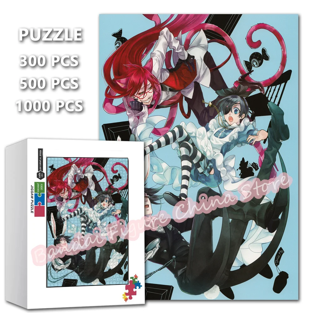 

300/500/1000 Pieces Black Butler Cartoon Print Puzzles Grim Reaper Under Taker Anime Jigsaw Puzzles for Kids Stress Relief Toys