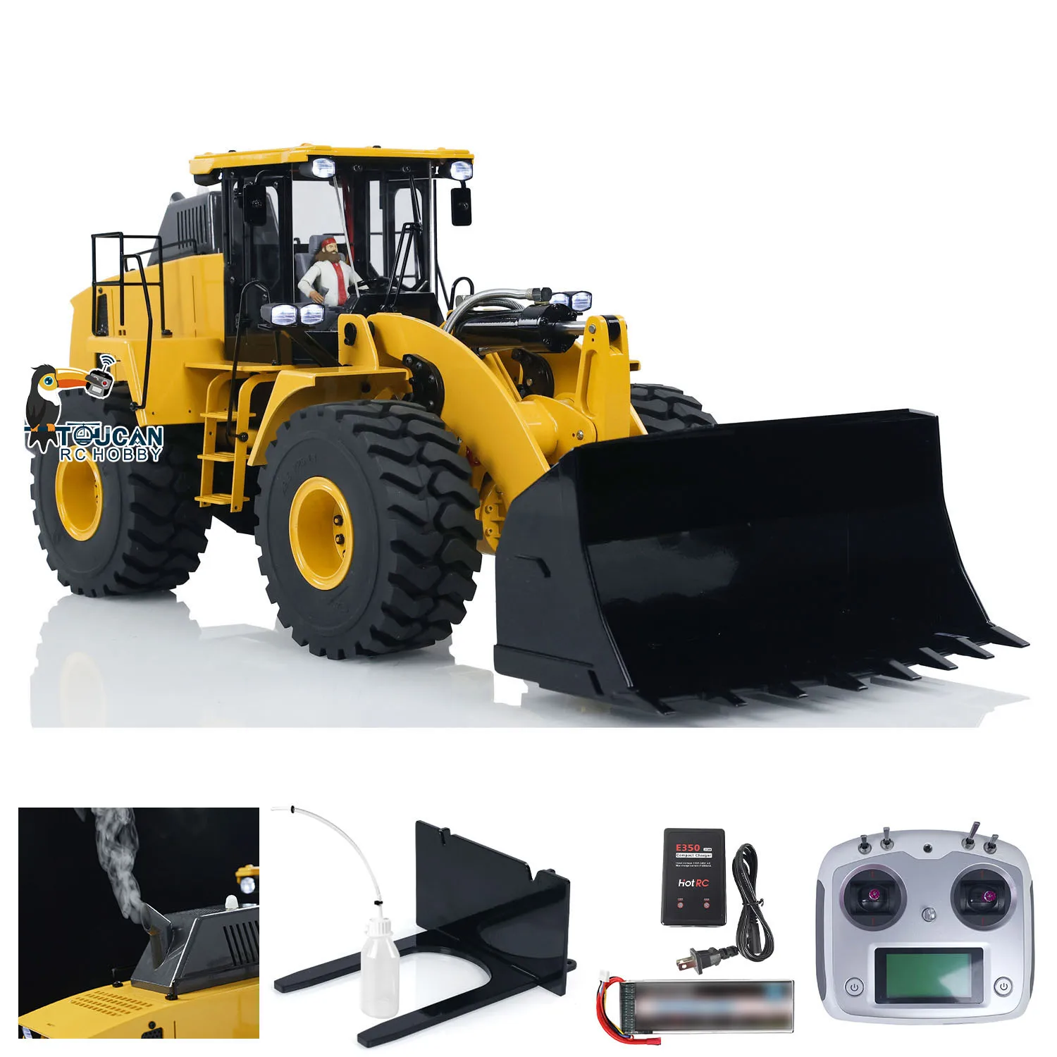 In Stock Upgraded XDRC WA470 1/14 RC Hydraulic Loader Metal Radio Control Construction Vehicle with Smoking Sounds Lights RC Toy