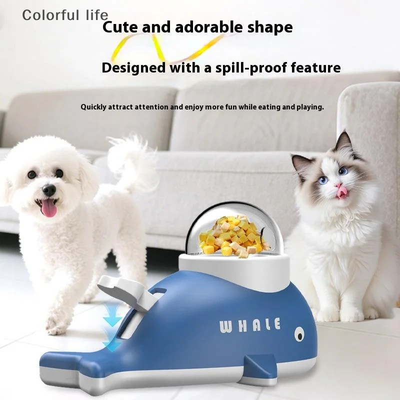 الكرتون الحوت كلب القط المغذية التلقائية المضادة للانزلاق قاعدة تجميد المجففة قاذفة الحيوانات الأليفة التدريب التفاعلي موزع الغذاء اللعب