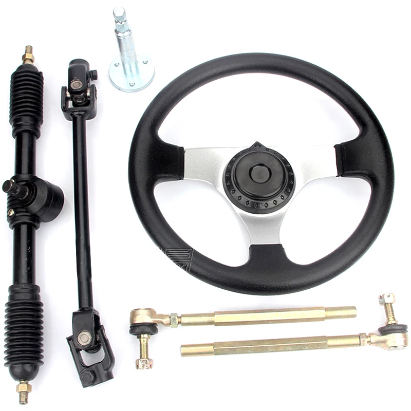 Steering Gear Rack Pinion U Joint With Steering Wheel Kit For DIY GO Kart 50-110CC