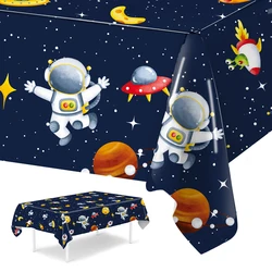 Planet Astronaut PlasticTablecloth Space Birthday Table Decoration Blue Galaxy Space Theme Tablecloth Baby Shower Decoration
