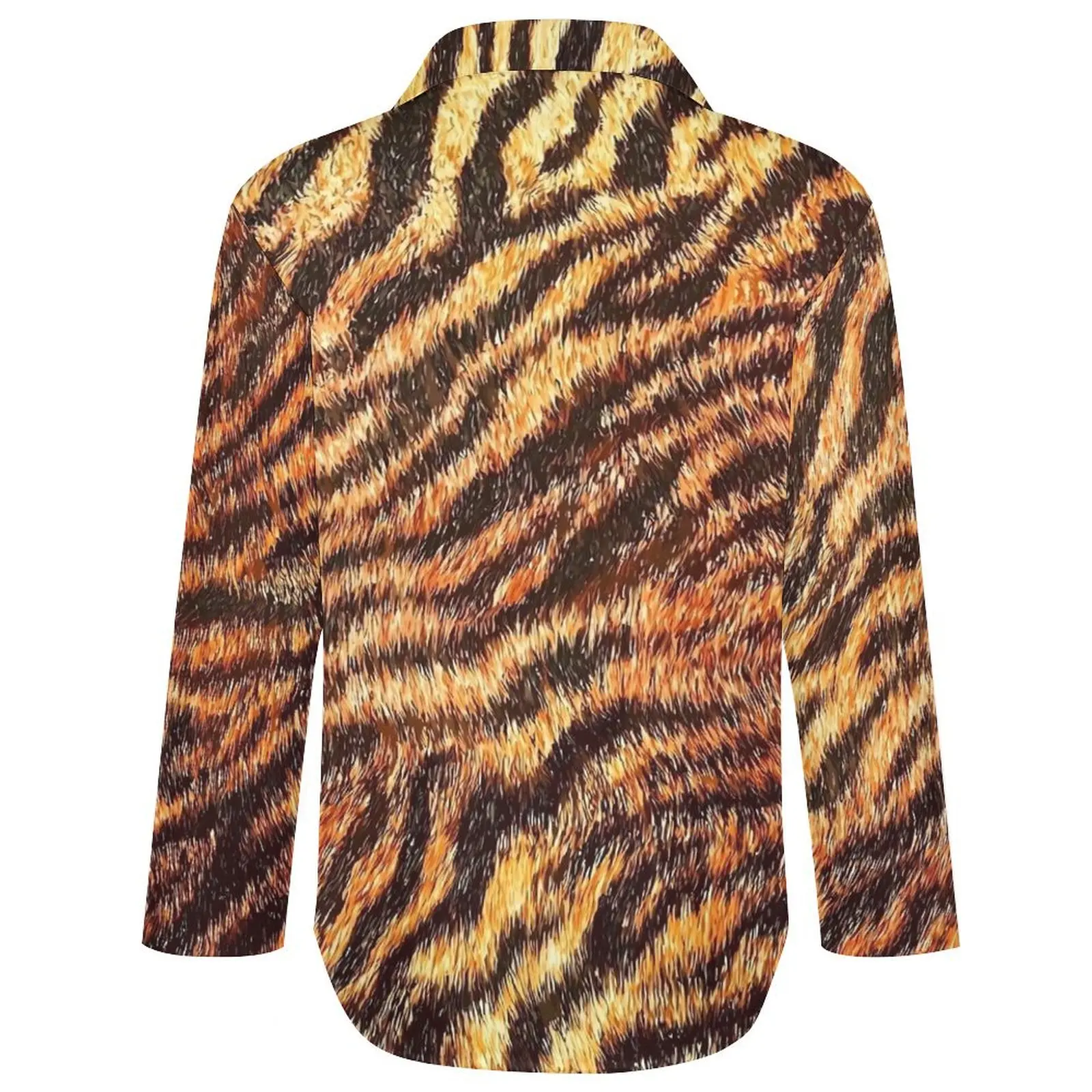 Tiger Print Blouse Women Animal Fur Street Style Loose Blouses Summer Long Sleeve Pretty Shirt Printed Clothing Big Size 2XL 3XL