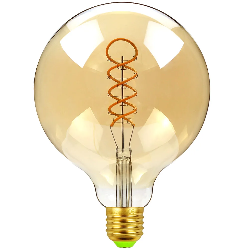 TIANFAN Edison Led Bulb G125 Vintage Led Filament 4W Dimmable 110V 220V E26 E27 Big Globe Specialty Decorative Light Bulb Amber