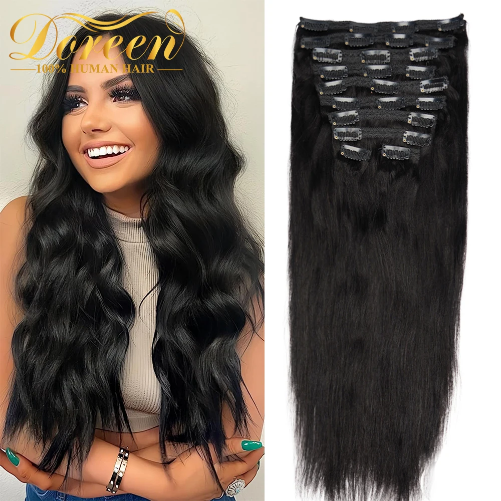 

Doreen 160G 200G 240G Volume Series Натуральные человеческие волосы на заколке Натуральные человеческие волосы на всю голову 10 шт. От 16 до 24 дюймов