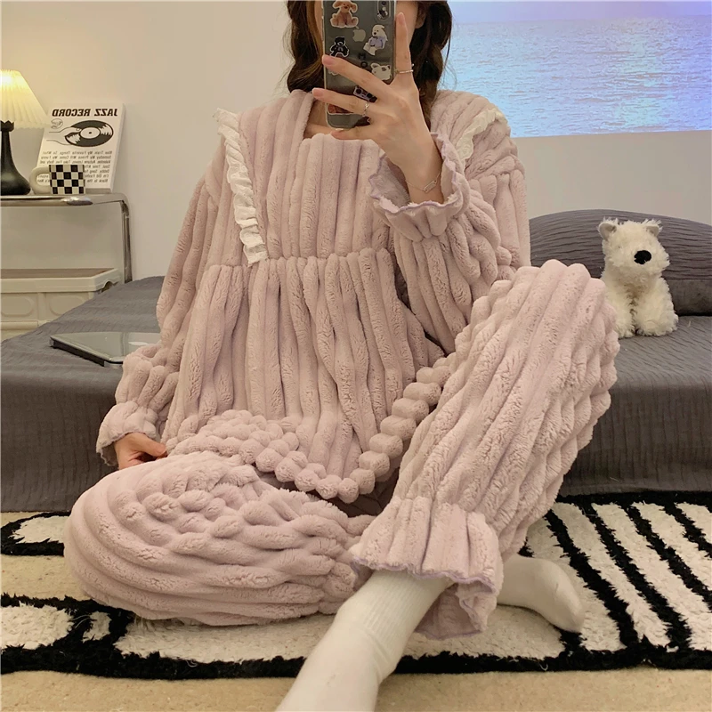 

Pajama Sets Womens Matching Pure White Cotton Knit Loungewear Simple Minimalist Design Cap Sleeve Full Length Pants All Season