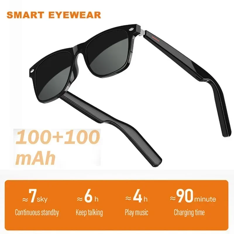 Men Smart Glasses Bone Conduction Headphones Replaceable Prescription Lenses Bluetooth Earphone Stereo Music Sunglasses Ear Hook