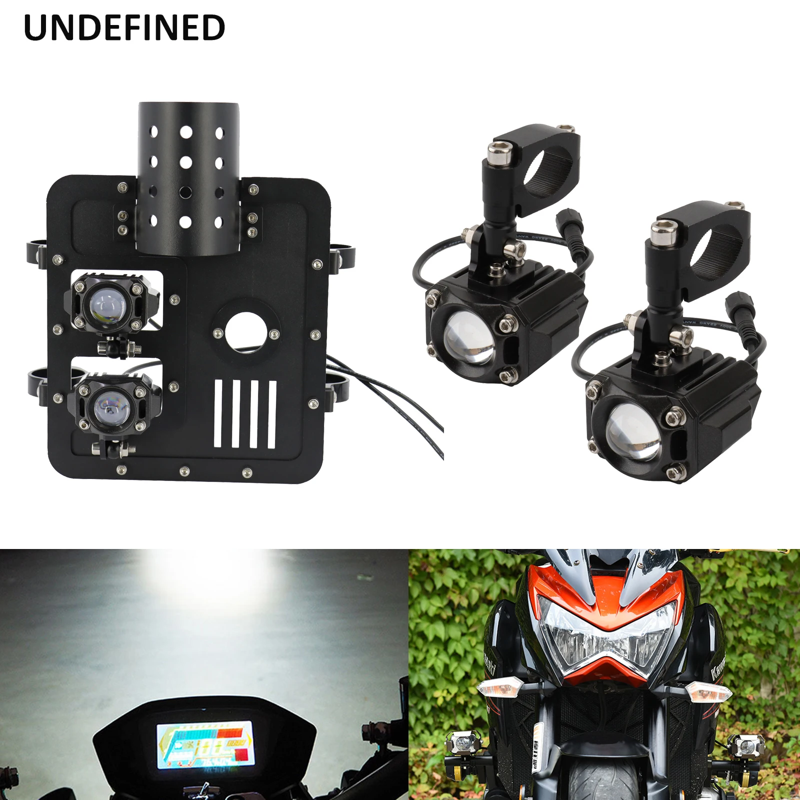 

Motorcycle Retrofit Two-Color LED Spotlight w/Bracket Front Fork Clamp Auxiliary Light Driving Lamp For Honda ATV UTV Dirt Bike