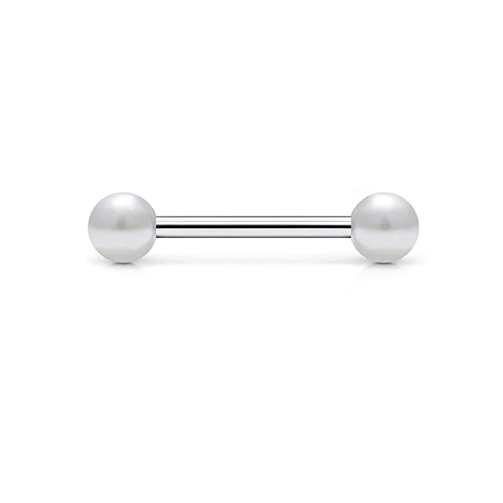 1 PCS/5 PCS Stainless Steel 14G Tongue Rings Barbell Glowe Tongue Barbell Jewelry For Women Piercing Tongue Piercing White