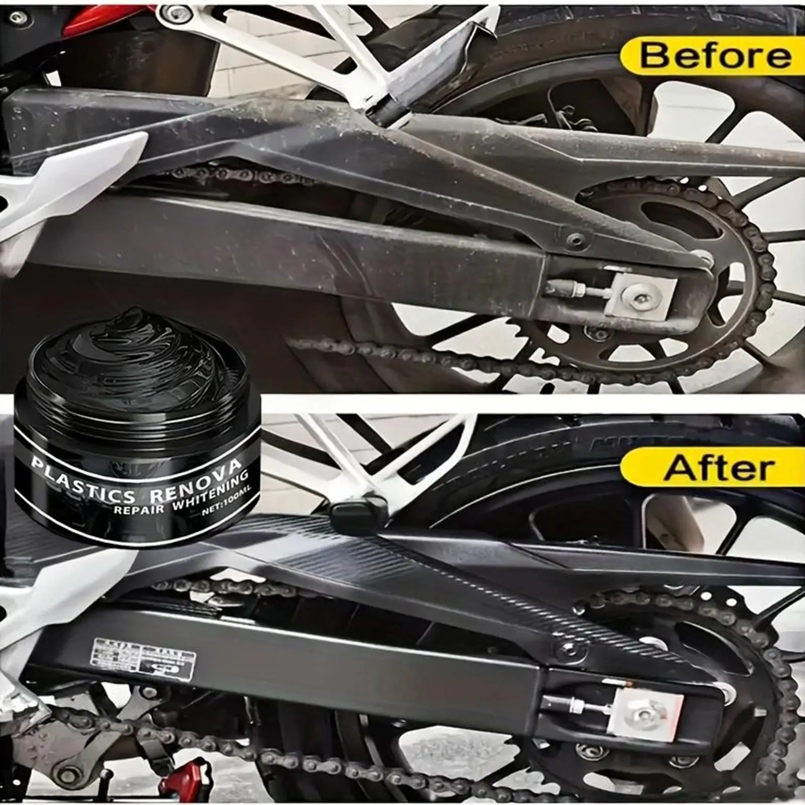 100ML Anti-UV Quick-Drying Rubber Repair Wax Car Trim Restorer Car Scratch Repair Wax Fade-Resistant Renovation Solution