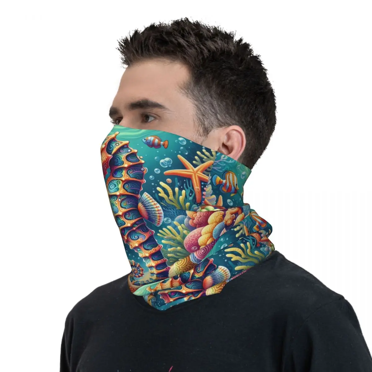 Sea Horse Scarf Neckerchief Neck Face Mask Polyester