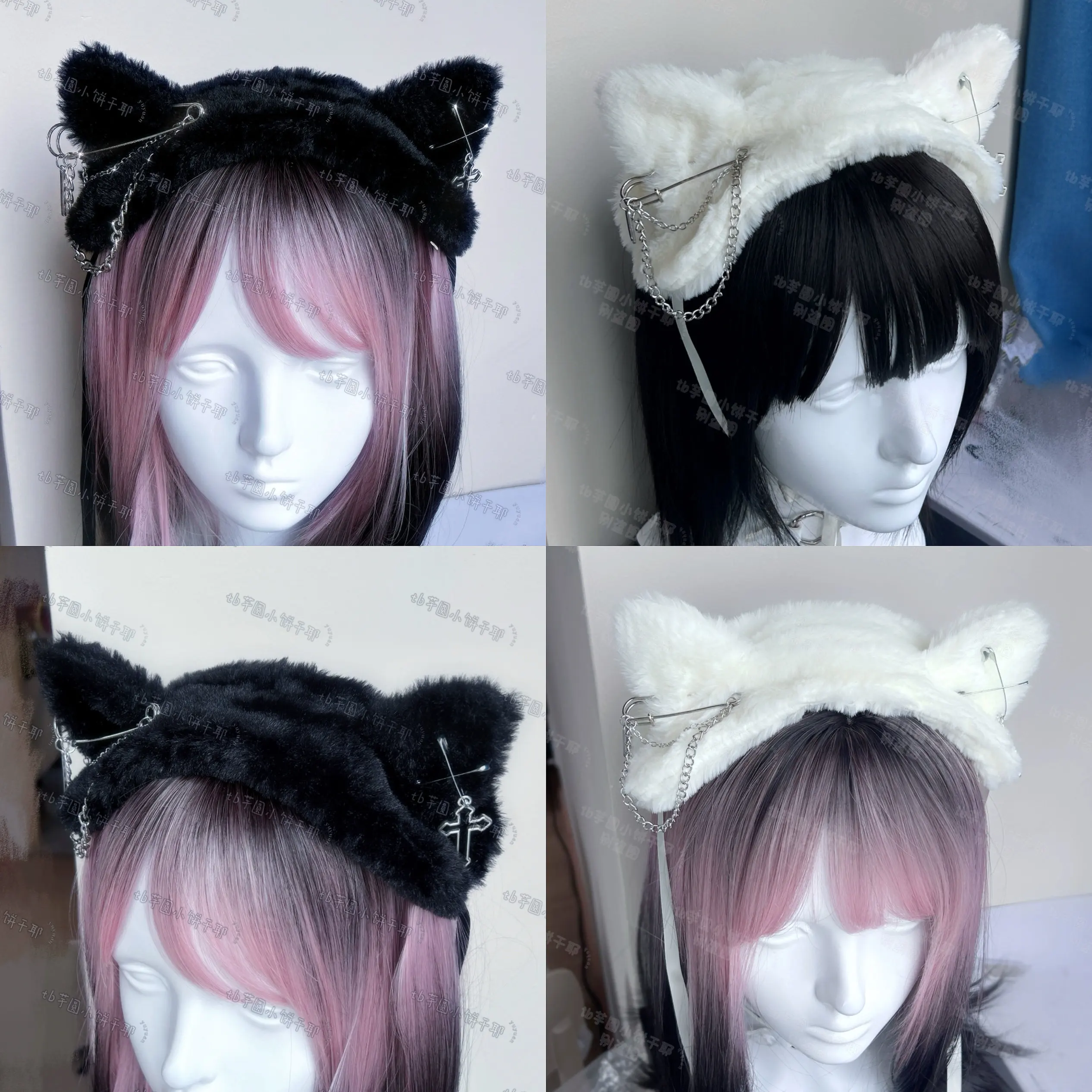 Japanese Cute Soft Winter Plush Chain Cat Ear Subculture Y2k Dark Headband Millennial Spice Girl Lei Lei Hair Accessories Women