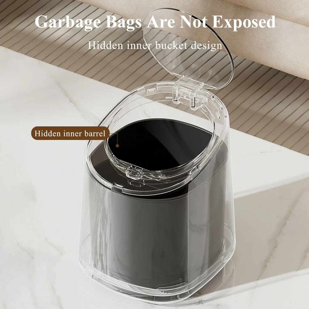 Mini Waste Bins Desktop Garbage Basket Home Table Plastic Trash Can with Lid Office Supplies Dustbins Sundries Barrel Box New