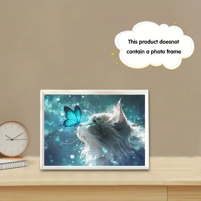 500 قطعة من صندوق ألغاز صغير للكبار بتصميم فراشة زرقاء وقطط - مقاوم للخدش، مستوى صعوبة عالي للكبار، فامي #5