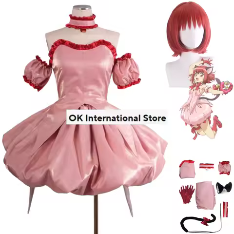 Anime Tokyo Mew Mew Momomiya Ichigo Cosplay Costume Mew Ichigo Wig Pink Lolita Fluffy Skirt Woman Lovely Kawaii Halloween Suit