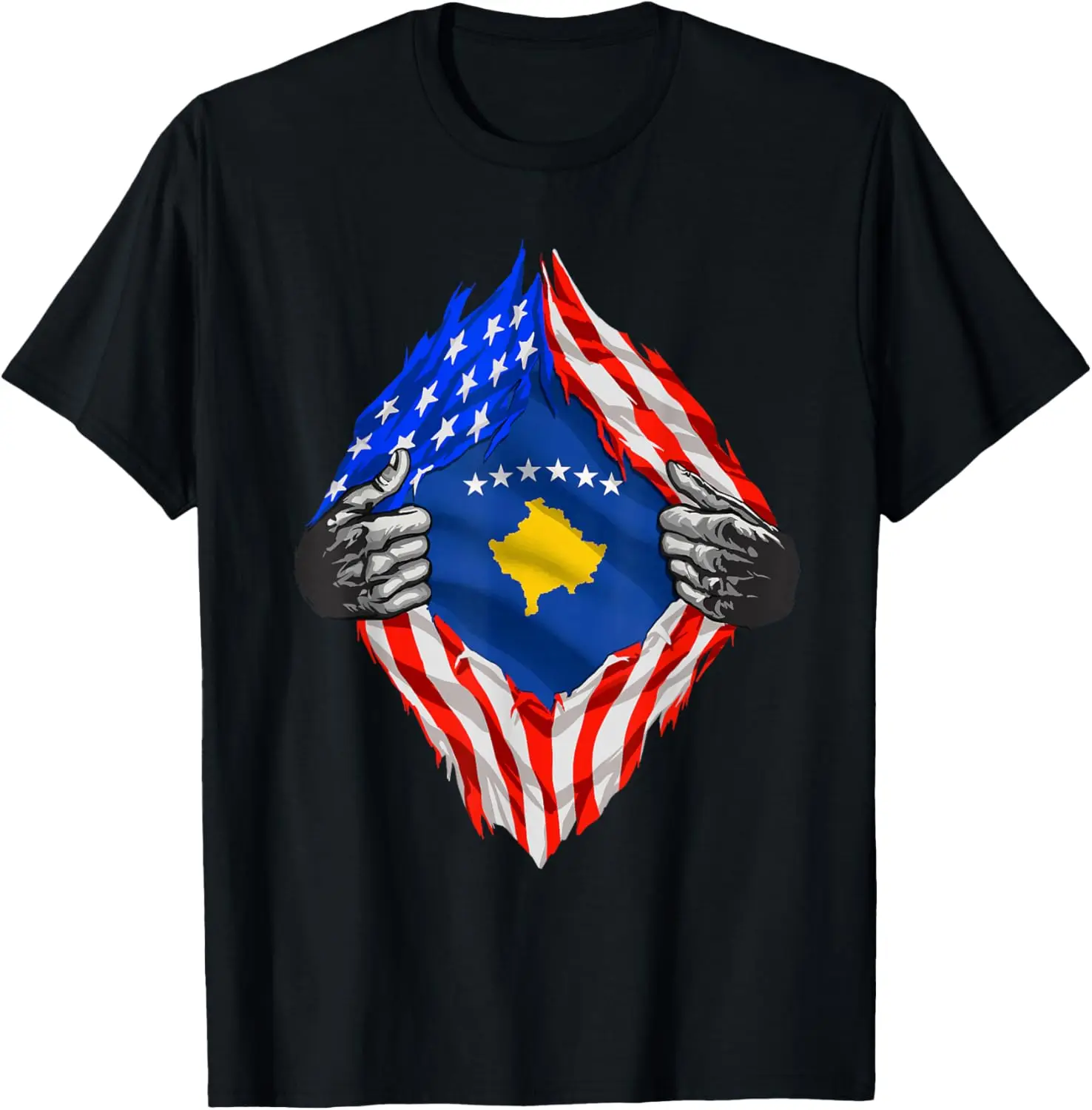 

Super Kosovar Heritage Kosovo Roots USA Flag T-Shirt 100% Cotton O-Neck Short Sleeve Summer Casual Mens T-shirt Streetwear