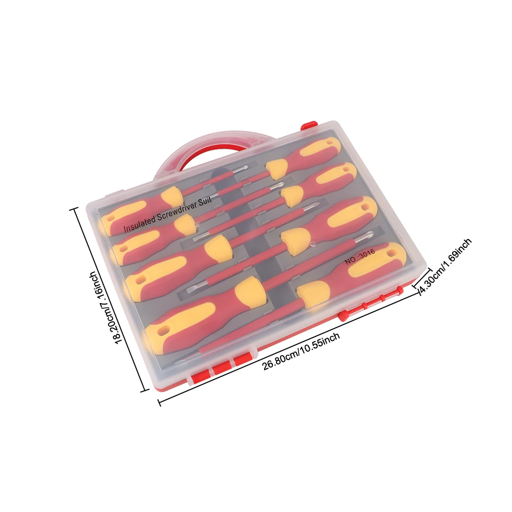 Con impugnature in TPR strumenti per elettricisti Set di cacciaviti isolati a testa singola magnetica da 8 pezzi Set di strumenti per cacciaviti isolati