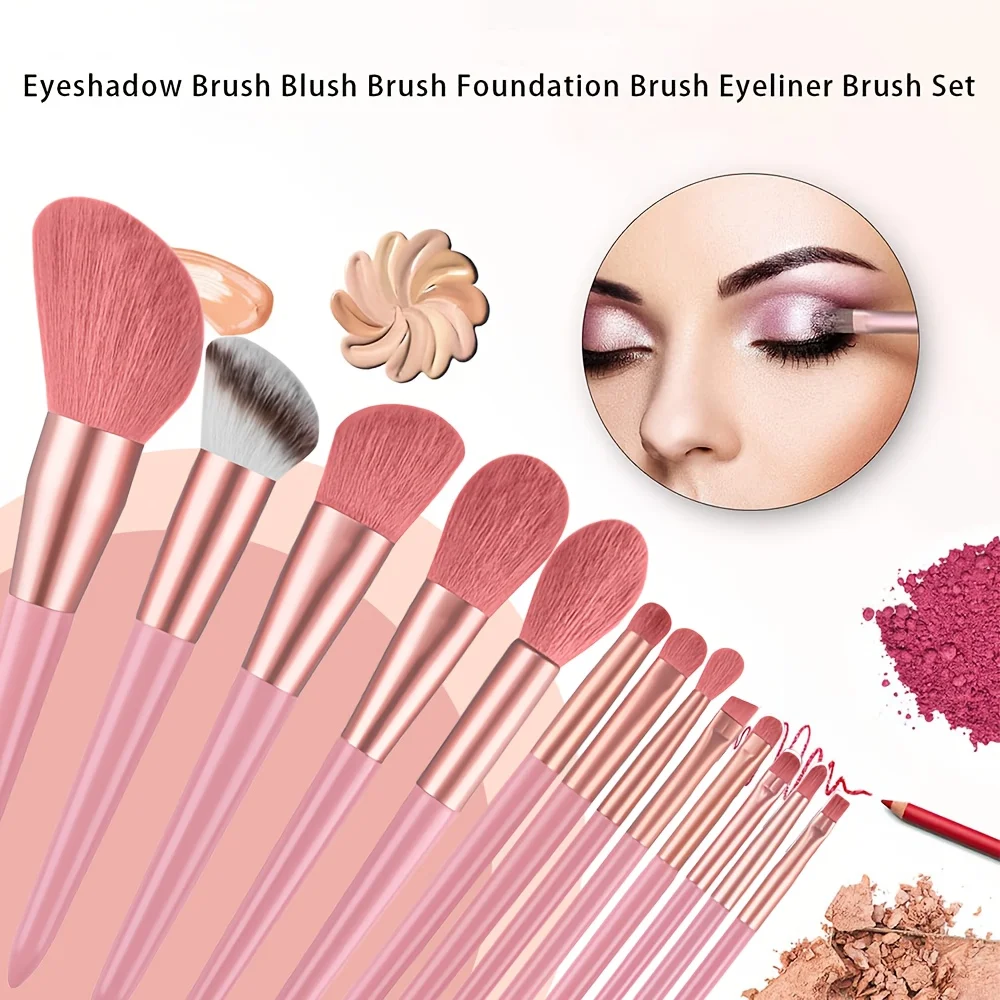 25Pcs Makeup Brush Set, 13 Brushes + 6 Puffs + 6 Sponges, Soft Bristles, Foundation Eyeshadow, Beginner to Pro Gift