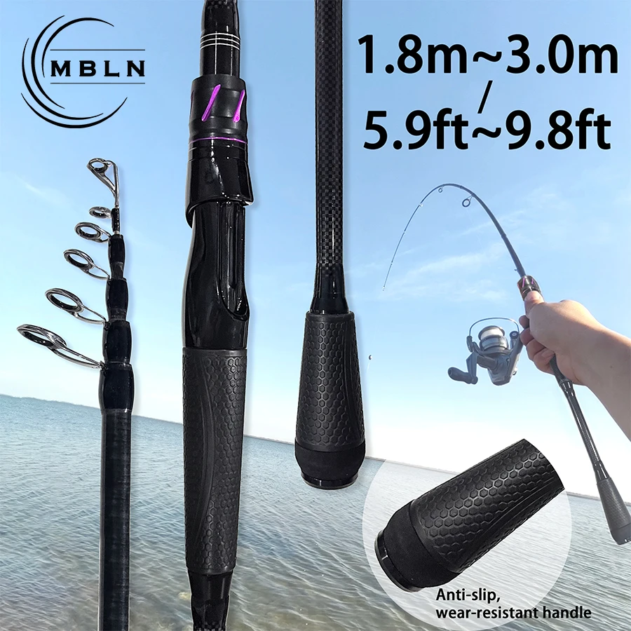 

Телескопическая удочка из углеродного волокна 1,8–3 м, сверхлегкая и жесткая удочка, короткая секция, портативная телескопическая морская удочка
