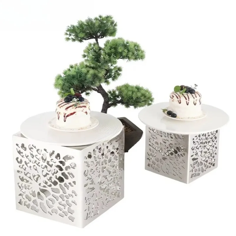 Verdison Restaurant Hotel Supplies Hollow Elegant Silver Stainless Steel Dessert Cupcake Stand Tea Party Decoration Set