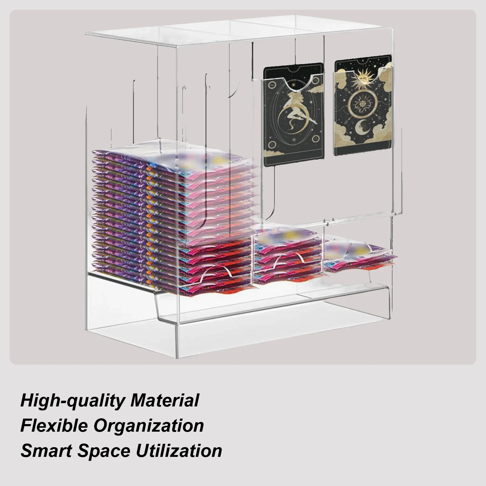 Booster Box Case 3-slot Trading Card Packs Organizer Transparent Organizer For Sports Bedroom Home Game Business Workplace